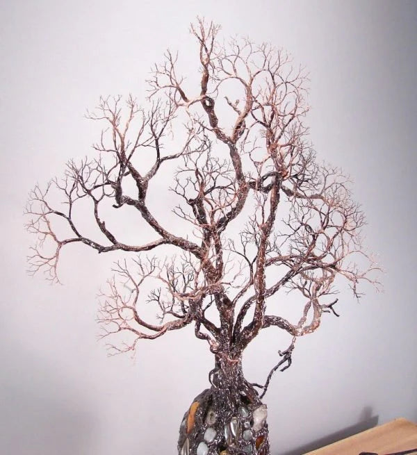 Ancient Tree Metal Sculpture Gem Accent Lamp